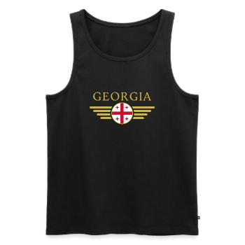 J’aime la géorgie T-shirt de style élégance - Débardeur bio Premium Homme - noir - Devant - AI Model Male 178 light (178cm)