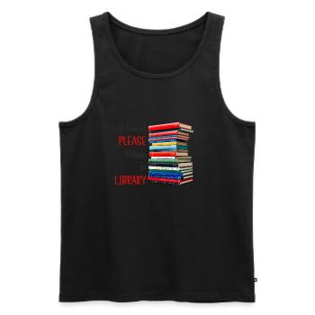 If Found Please Return To Library - Men's Premium Organic Tank Top - black - Front - AI Model Male 178 light (178cm)