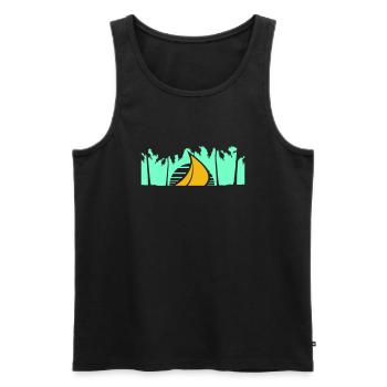 Schiff Sonne Palmen Südsee Abend Sonnenuntergang - Männer Premium Bio Tank Top - Schwarz - Vorne - Michal (187cm)
