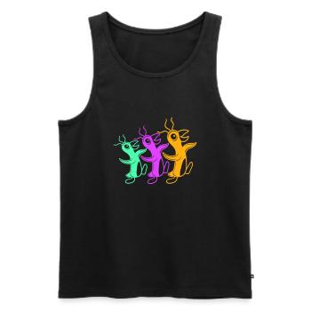 3 crazy penguins running stupid team friends crew - Men's Premium Organic Tank Top - black - Front - AI Model Male 178 light (178cm)