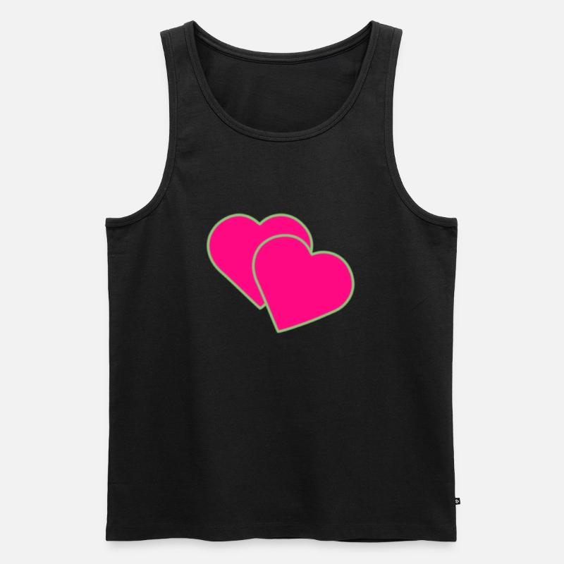 Zwei Herzen - Männer Premium Bio Tank Top - Schwarz