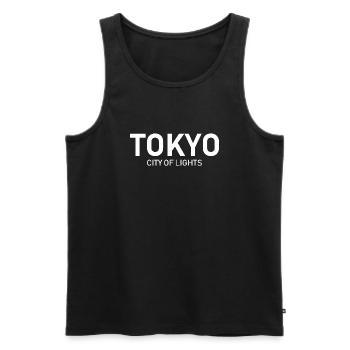 Tokyo - Ville Lumière - Japon - Vie nocturne - Débardeur bio Premium Homme - noir - Devant - Michal (187cm)