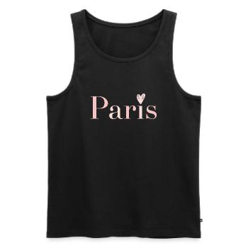 Paris in Pink with Heart on the I - Men's Premium Organic Tank Top - black - Front - Michal (187cm)