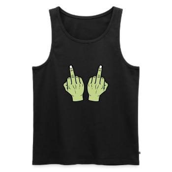 Mittelfinger Hand - Männer Premium Bio Tank Top - Schwarz - Vorne - Michal (187cm)