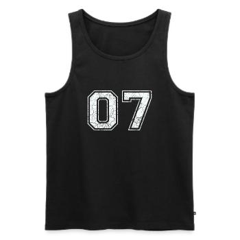 07 in white in the used look - Men's Premium Organic Tank Top - black - Front - AI Model Male 178 light (178cm)