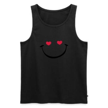 lachendes Gesicht - Männer Premium Bio Tank Top - Schwarz - Vorne - AI Model Male 178 light (178cm)