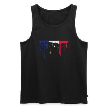 drop blob 3 couleurs france nation bleu blanc drap - Débardeur bio Premium Homme - noir - Devant - AI Model Male 178 light (178cm)