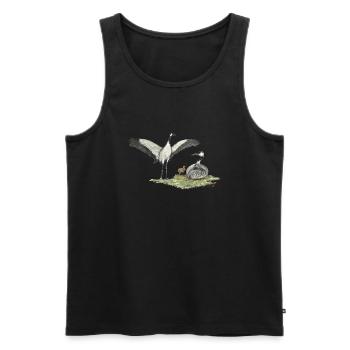 Crane family with chicks - Men's Premium Organic Tank Top - black - Front - AI Model Male 178 light (178cm)