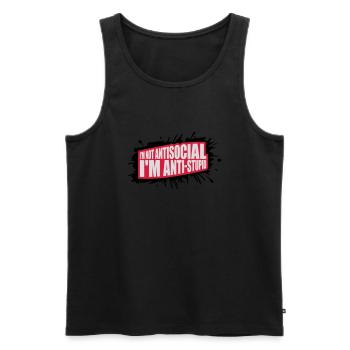 not antisocial anti stupid - Männer Premium Bio Tank Top - Schwarz - Vorne - AI Model Male 178 light (178cm)