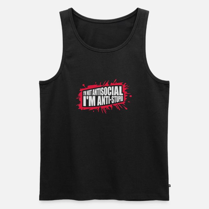 not antisocial anti stupid - Männer Premium Bio Tank Top - Schwarz