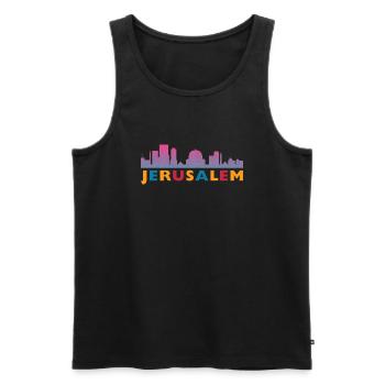 Jerusalem Tel Aviv Israel IDF Jewish Judah - Men's Premium Organic Tank Top - black - Front - AI Model Male 178 light (178cm)