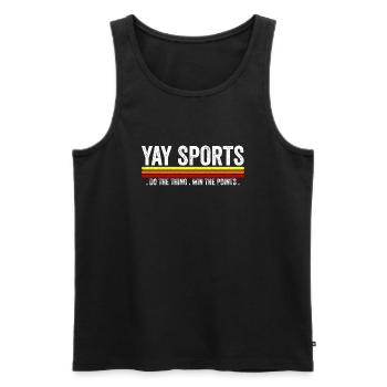 Allez faire du sport ! Non-fan de sport Go Sports Yay Sports - Débardeur bio Premium Homme - noir - Devant - AI Model Male 178 light (178cm)