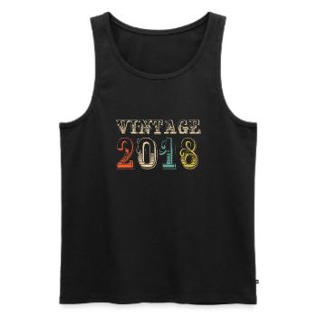 Vintage 2018- 6 th birthday - 6 ans - Débardeur bio Premium Homme - noir - Devant - AI Model Male 178 light (178cm)