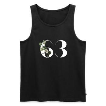 Nummer 63 Blumengrün - 63. Blumengeburtstag - Männer Premium Bio Tank Top - Schwarz - Vorne - Michal (187cm)