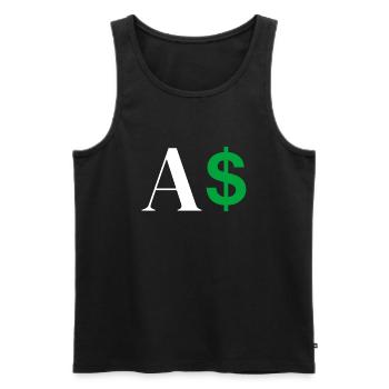 Dollar Letter - Men's Premium Organic Tank Top - black - Front - AI Model Male 178 light (178cm)