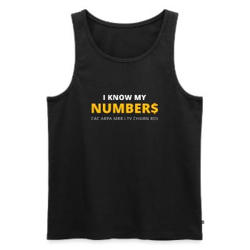 I know my numbers - Männer Premium Bio Tank Top - Schwarz - Vorne - AI Model Male 178 light (178cm)