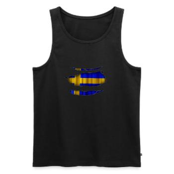 Schweden Flagge Aufgerissen 017 - Männer Premium Bio Tank Top - Schwarz - Vorne - Michal (187cm)