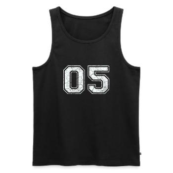 05 in weiß im Vintage-Look - Männer Premium Bio Tank Top - Schwarz - Vorne - AI Model Male 178 light (178cm)