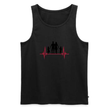 frequenz familie herzschlag puls vatertag 2 kinder - Männer Premium Bio Tank Top - Schwarz - Vorne - Michal (187cm)