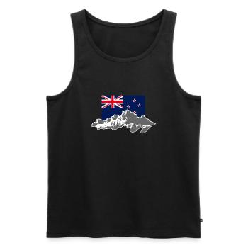 New Zealand - Mountains & Flag - Débardeur bio Premium Homme - noir - Devant - AI Model Male 178 light (178cm)