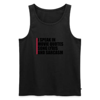 speak lyrics and sarcasm - Men's Premium Organic Tank Top - black - Front - AI Model Male 178 light (178cm)