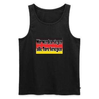 Wir werden siegen, alle Tore kriegen - Männer Premium Bio Tank Top - Schwarz - Vorne - Michal (187cm)
