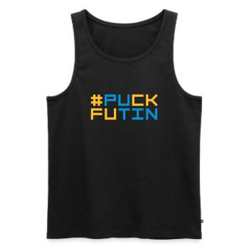 Conception du logo Puck Futin - Débardeur bio Premium Homme - noir - Devant - AI Model Male 178 light (178cm)