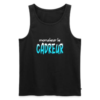 CADREUR CADREUSE CAMERAMAN HUMOUR CADREURS DRÖLE - Débardeur bio Premium Homme - noir - Devant - Michal (187cm)