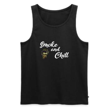 Smoke and Chill White - Men's Premium Organic Tank Top - black - Front - Michal (187cm)