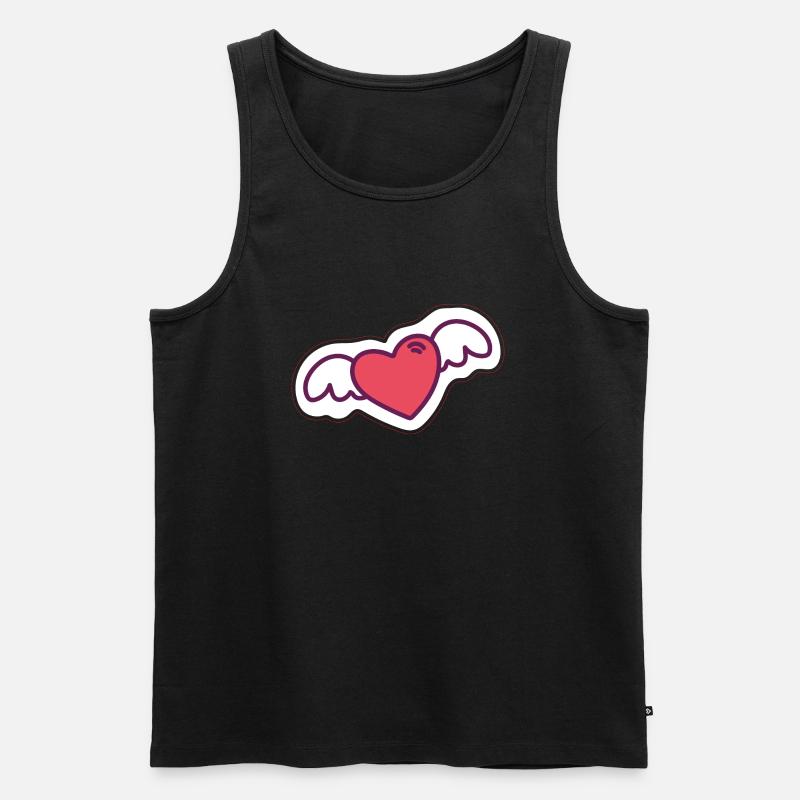 Herz - Männer Premium Bio Tank Top - Schwarz