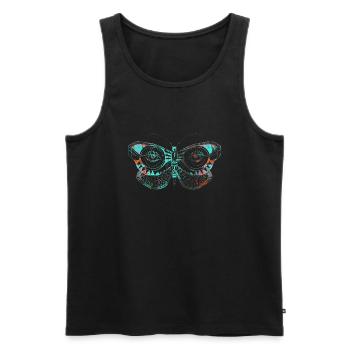 Mystic papillon papillon mandala yoga boho flower - Débardeur bio Premium Homme - noir - Devant - Michal (187cm)