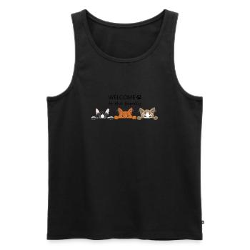 Willkommen in der Katzenfamilie - Männer Premium Bio Tank Top - Schwarz - Vorne - AI Model Male 178 light (178cm)