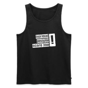 Normale Menschen machen mir Angst - Psych Design - Männer Premium Bio Tank Top - Schwarz - Vorne - AI Model Male 178 light (178cm)