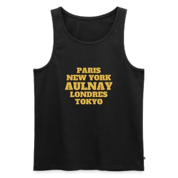 Aulnay sous bois - Unique streets, unique style. - Débardeur bio Premium Homme - noir - Devant - AI Model Male 178 light (178cm)