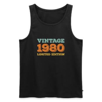 Vintage 1980 Limited Edition Retro Birthday Gift - Men's Premium Organic Tank Top - black - Front - AI Model Male 178 light (178cm)