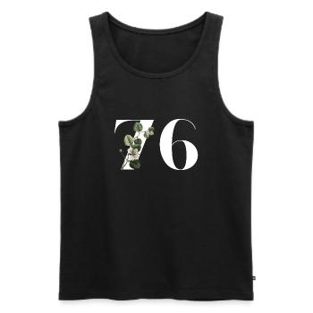 Nummer 76 Blumengrün - 76. Blumengeburtstag - Männer Premium Bio Tank Top - Schwarz - Vorne - AI Model Male 178 light (178cm)
