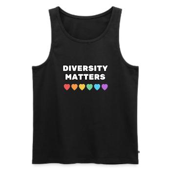 Vielfalt ist wichtig Regenbogenherzen - Männer Premium Bio Tank Top - Schwarz - Vorne - AI Model Male 178 light (178cm)