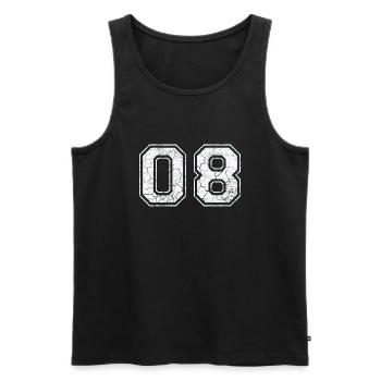 08 in weiß im Vintage-Look - Männer Premium Bio Tank Top - Schwarz - Vorne - AI Model Male 178 light (178cm)