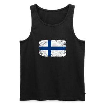 Finland Flag - Vintage Look - Männer Premium Bio Tank Top - Schwarz - Vorne - Michal (187cm)