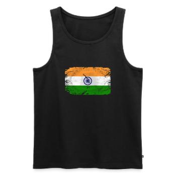 India Flag - Vintage Look - Männer Premium Bio Tank Top - Schwarz - Vorne - Michal (187cm)