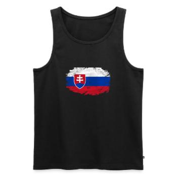 Slovakia Flag - Vintage Look - Männer Premium Bio Tank Top - Schwarz - Vorne - AI Model Male 178 light (178cm)