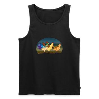 Hens and rooster - Men's Premium Organic Tank Top - black - Front - Michal (187cm)