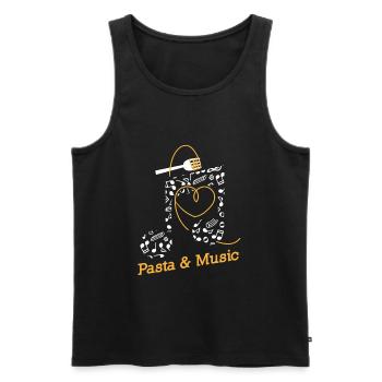Pasta and Music Ironic Saying Spaghetti Italian - Men's Premium Organic Tank Top - black - Front - AI Model Male 178 light (178cm)