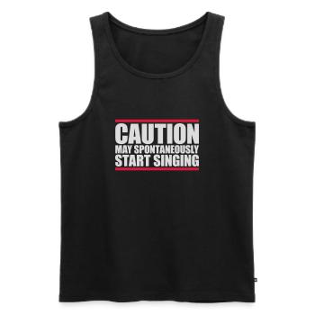 may spontaneously start singing - Men's Premium Organic Tank Top - black - Front - AI Model Male 178 light (178cm)