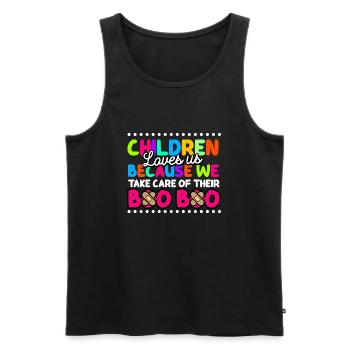 Children love us because we care for their boo boo - Men's Premium Organic Tank Top - black - Front - Michal (187cm)