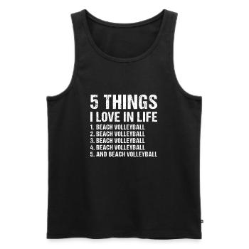 Sport 5 choses que j’aime dans la vie Volleyball de plage - Débardeur bio Premium Homme - noir - Devant - Michal (187cm)
