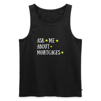 Ask Me about Mortgages + Stars - Débardeur bio Premium Homme - noir - Devant - AI Model Male 178 light (178cm)