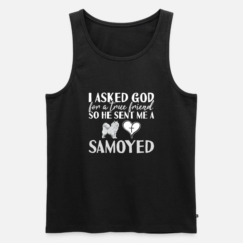 I Asked God Samoyed - Männer Premium Bio Tank Top - Schwarz