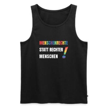 Menschenrechte statt rechte Menschen Demonstration - Männer Premium Bio Tank Top - Schwarz - Vorne - Michal (187cm)