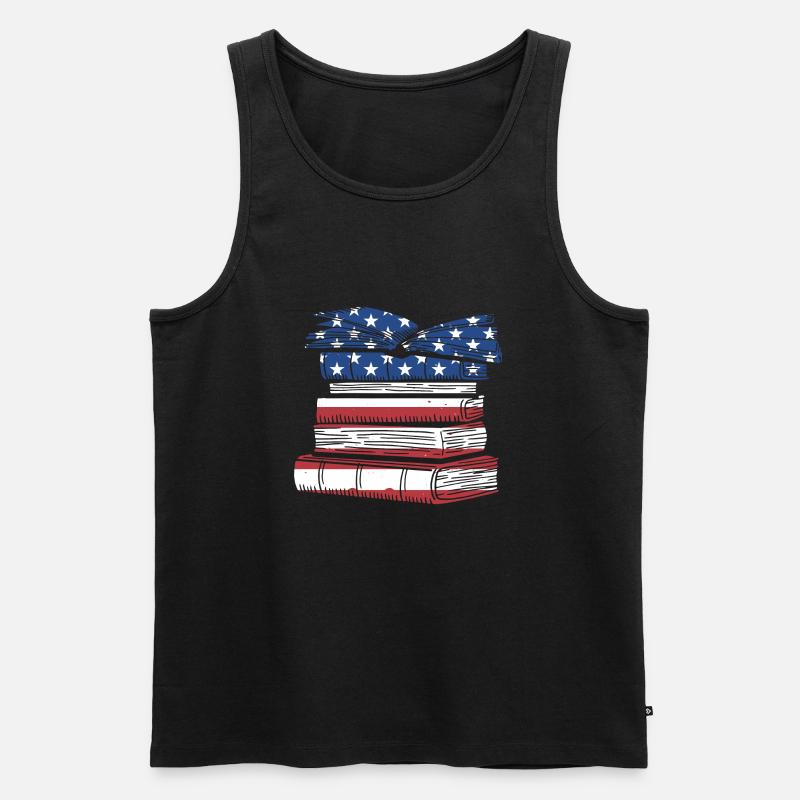 Reader Us Flag Reading - Männer Premium Bio Tank Top - Schwarz
